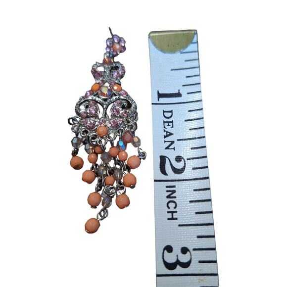 Chandelier Earrings Peach/Iridescent Posts - Picture 4 of 4